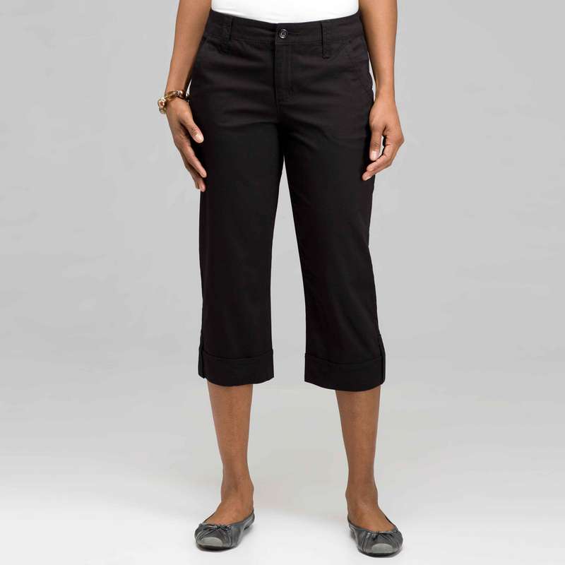 5 Pocket Cuffed Capri, Black, large image number 0